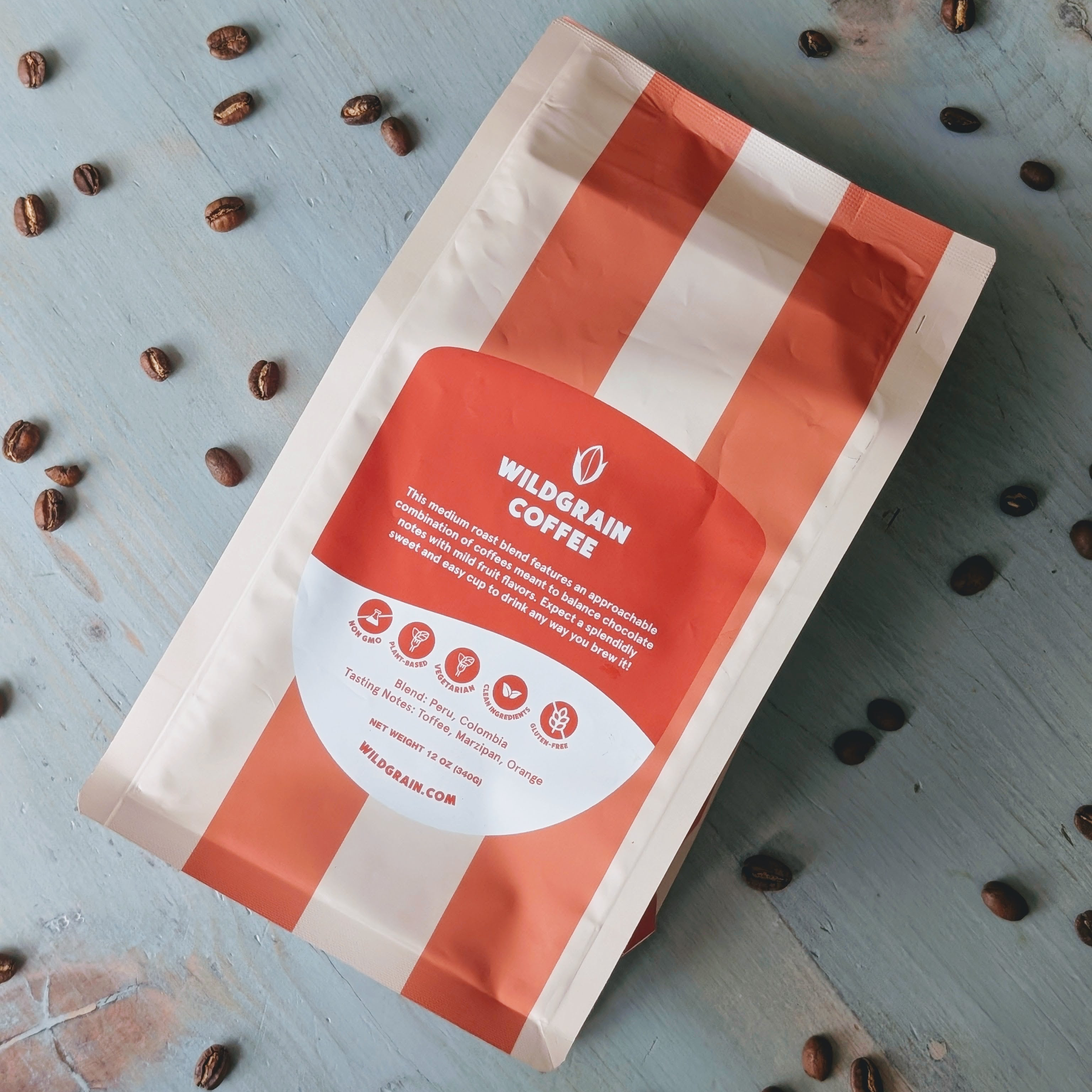 Wildgrain Blend Medium Roast Whole Bean Coffee (12oz) | Wildgrain