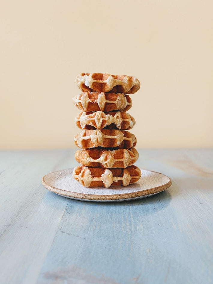 Stack of Maple Belgian Waffles on a plate