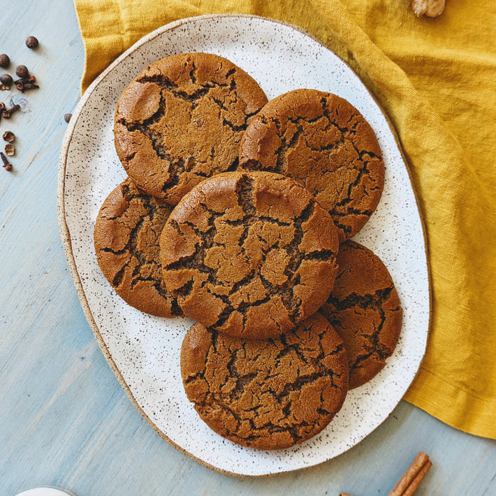 Giant Ginger Molasses Cookies arranged on a plate